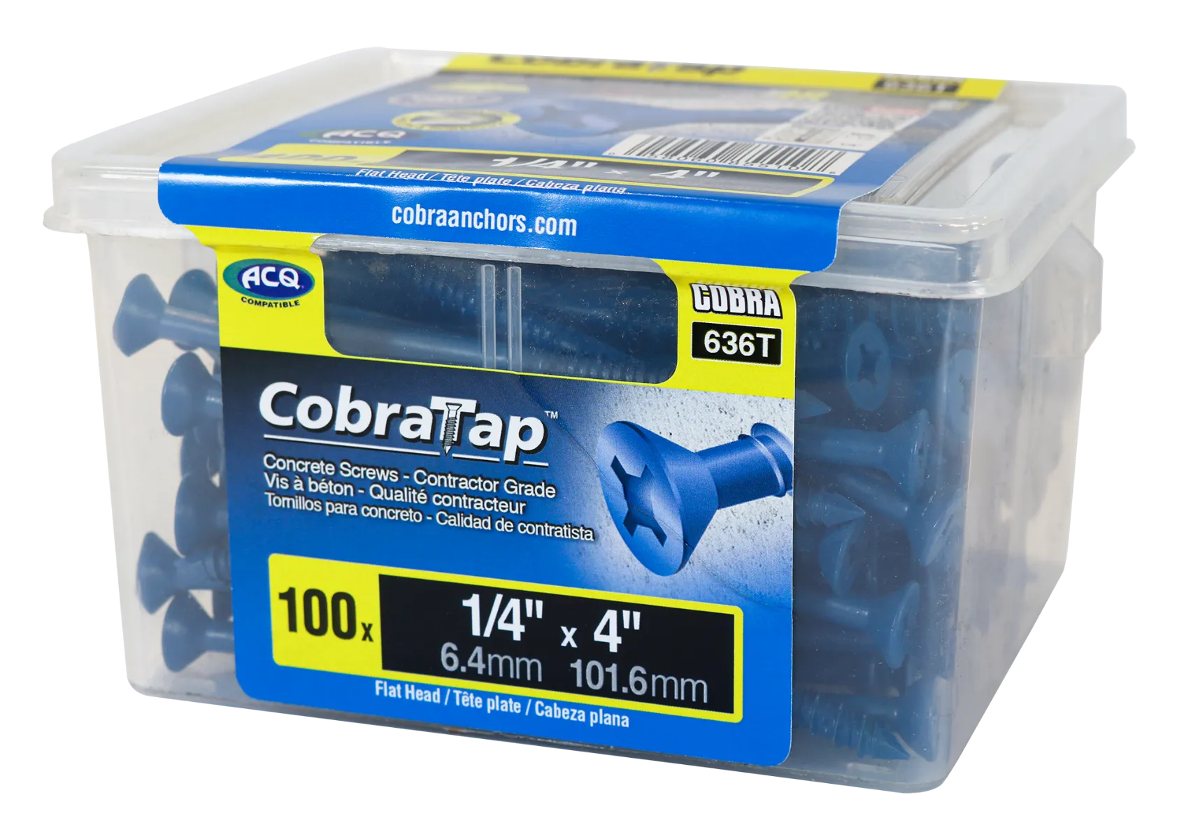 1/4"x4" Flat Head CobraTap Concrete Screws (100/Box)