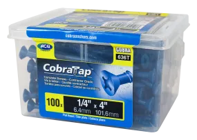 1/4"x4" Flat Head CobraTap Concrete Screws (100/Box)