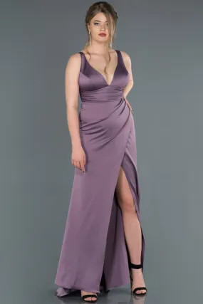 16817 Lavender Rose Draped Wrap Skirt Satin Slit Dress