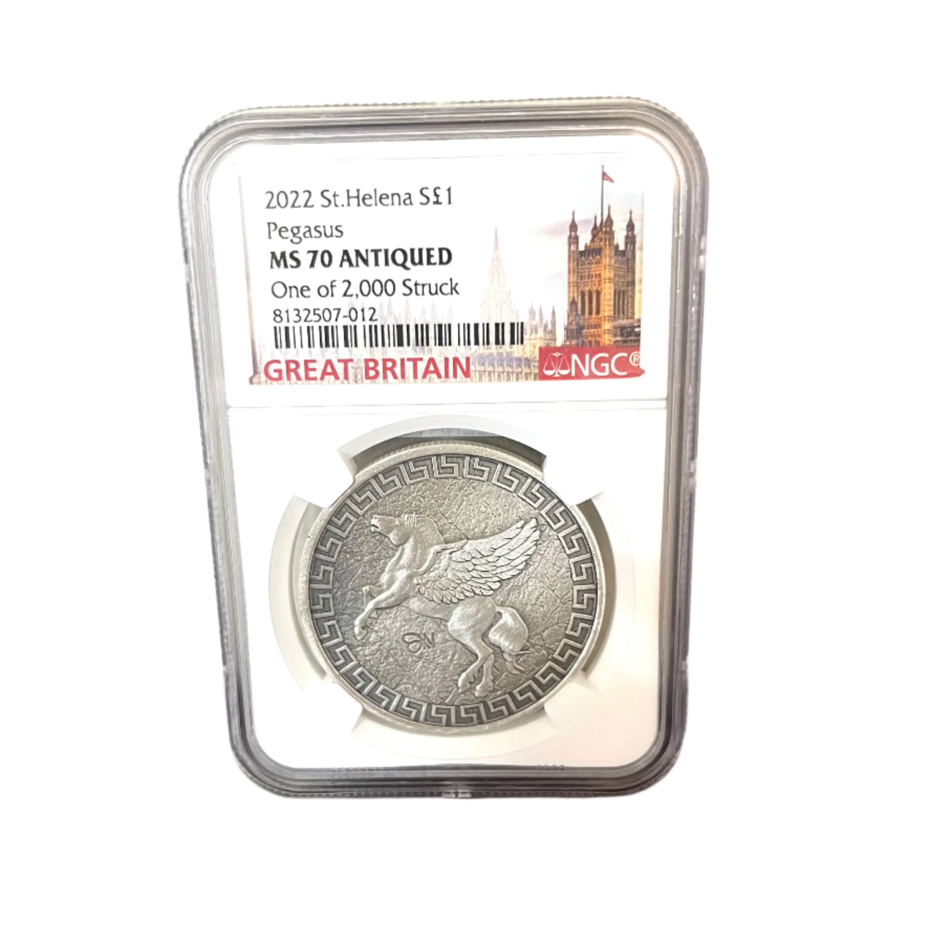 2022 St. Helena Silver 1 Pound Pegasus NGC MS70 Antiqued