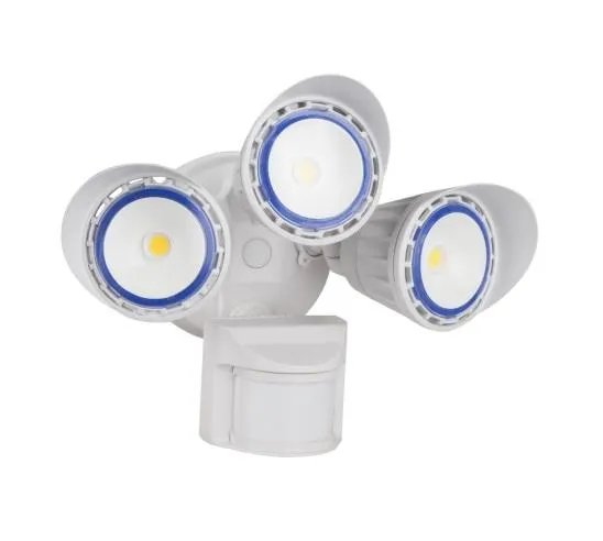 3-Head LED Security Light w/ PIR Sensor, Bronze or White Finish, 3000K or 5000K CCT