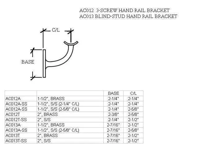 3-Screw Hand Rail Bracket for 1-1/2" Tubing - Matte Black