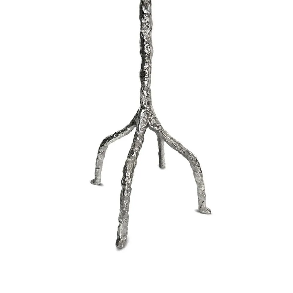 71 Inch Modern Aluminum Coat Stand, Branch Accent, Perched Bird, Silver By Casagear Home