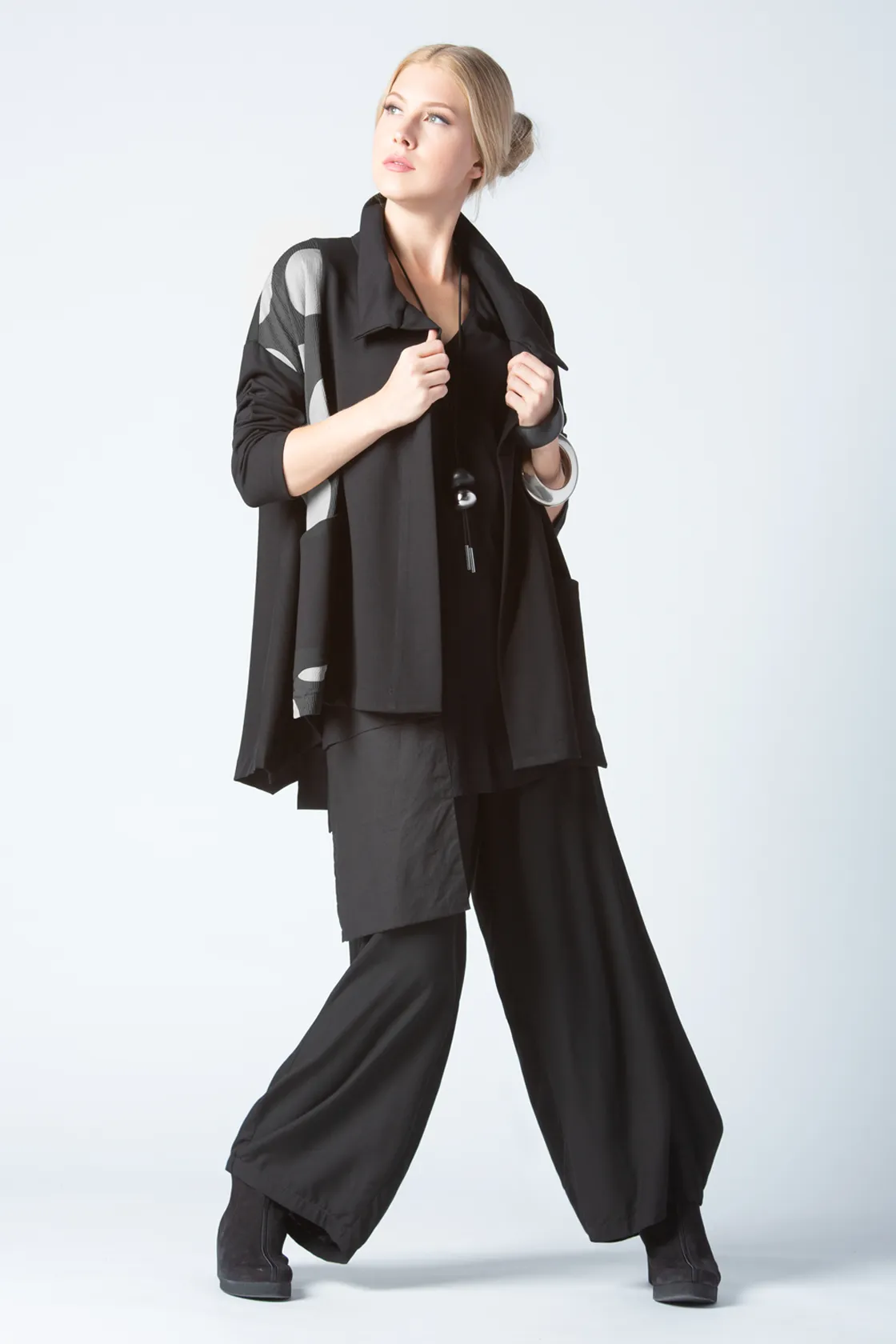 ALEMBIKA A-line Jacket in Black Bubbles