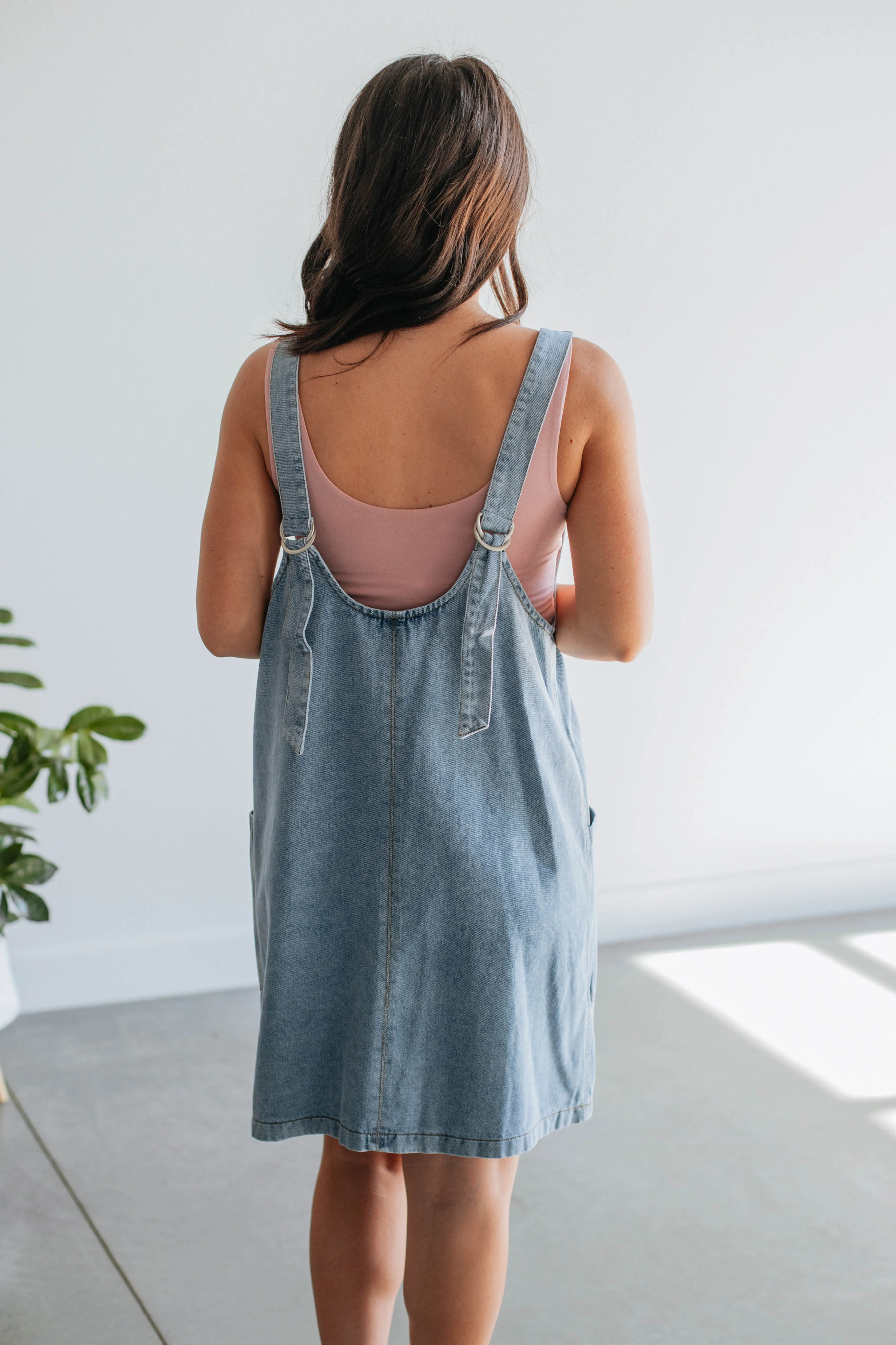 Amie Overall Denim Dress - Light Wash