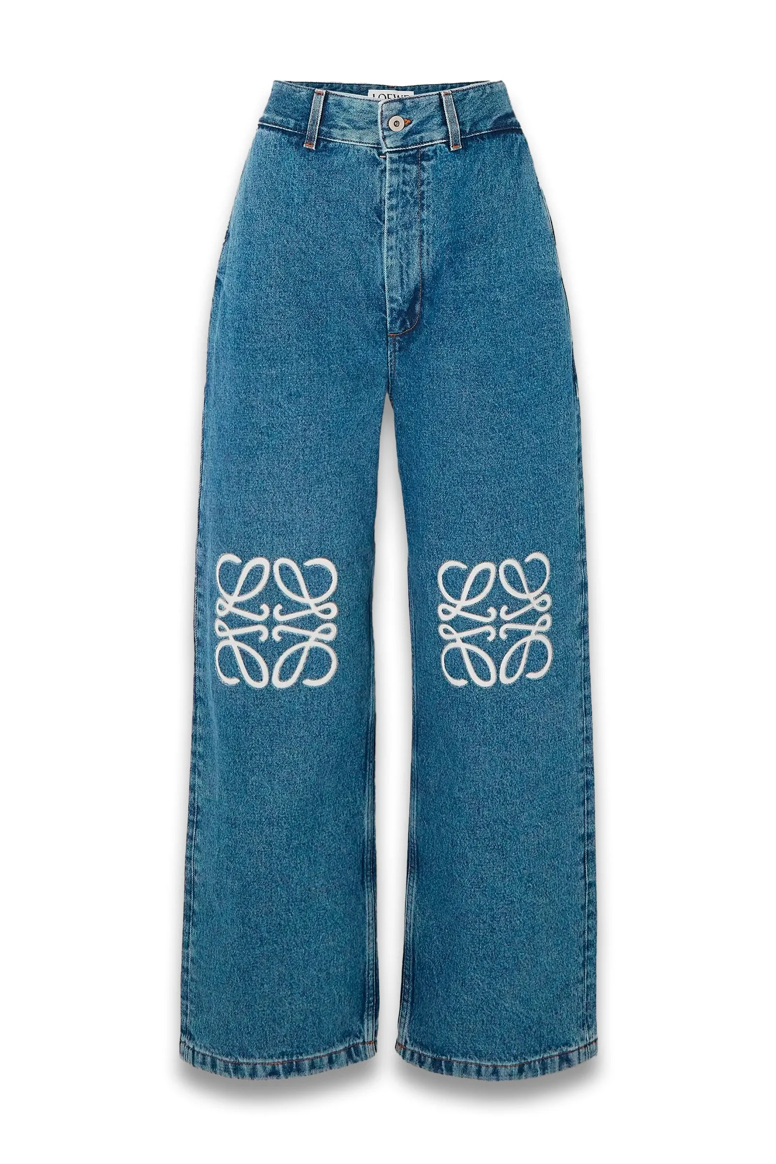 Anagram Appliquéd High-rise Wide-leg Jeans