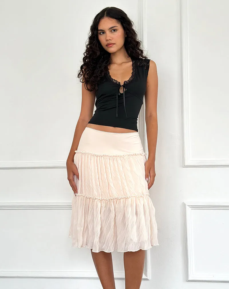 Anahita Tiered Skirt in Chiffon Buttercream