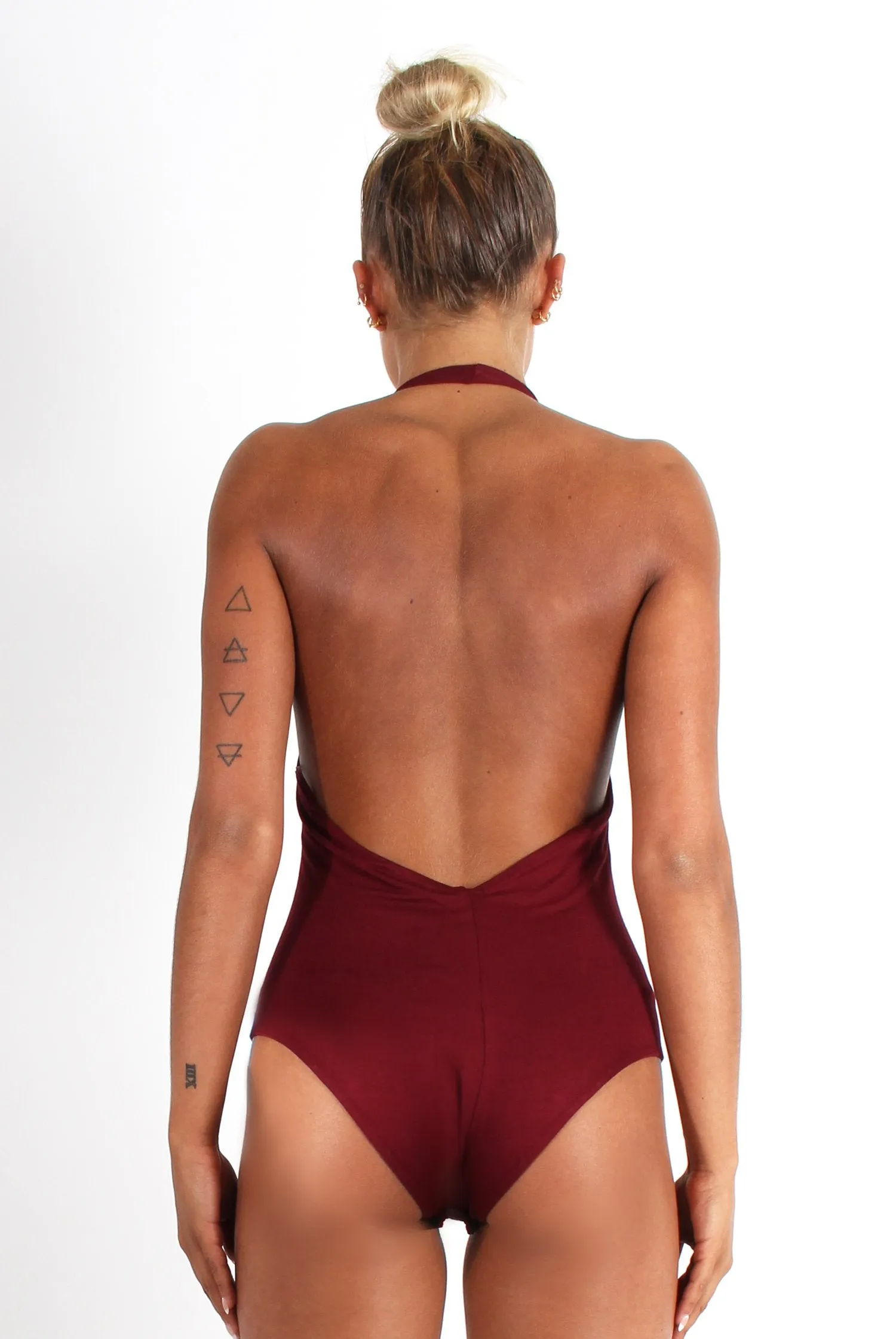 Athene Burgundy Halter Neck Bodysuit