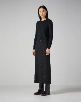 Bianca Skirt With Hand-Embroidered Sequin, Black