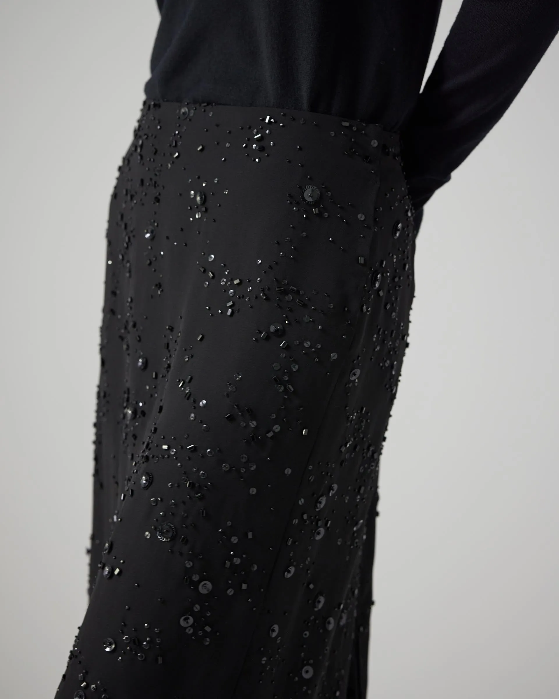 Bianca Skirt With Hand-Embroidered Sequin, Black