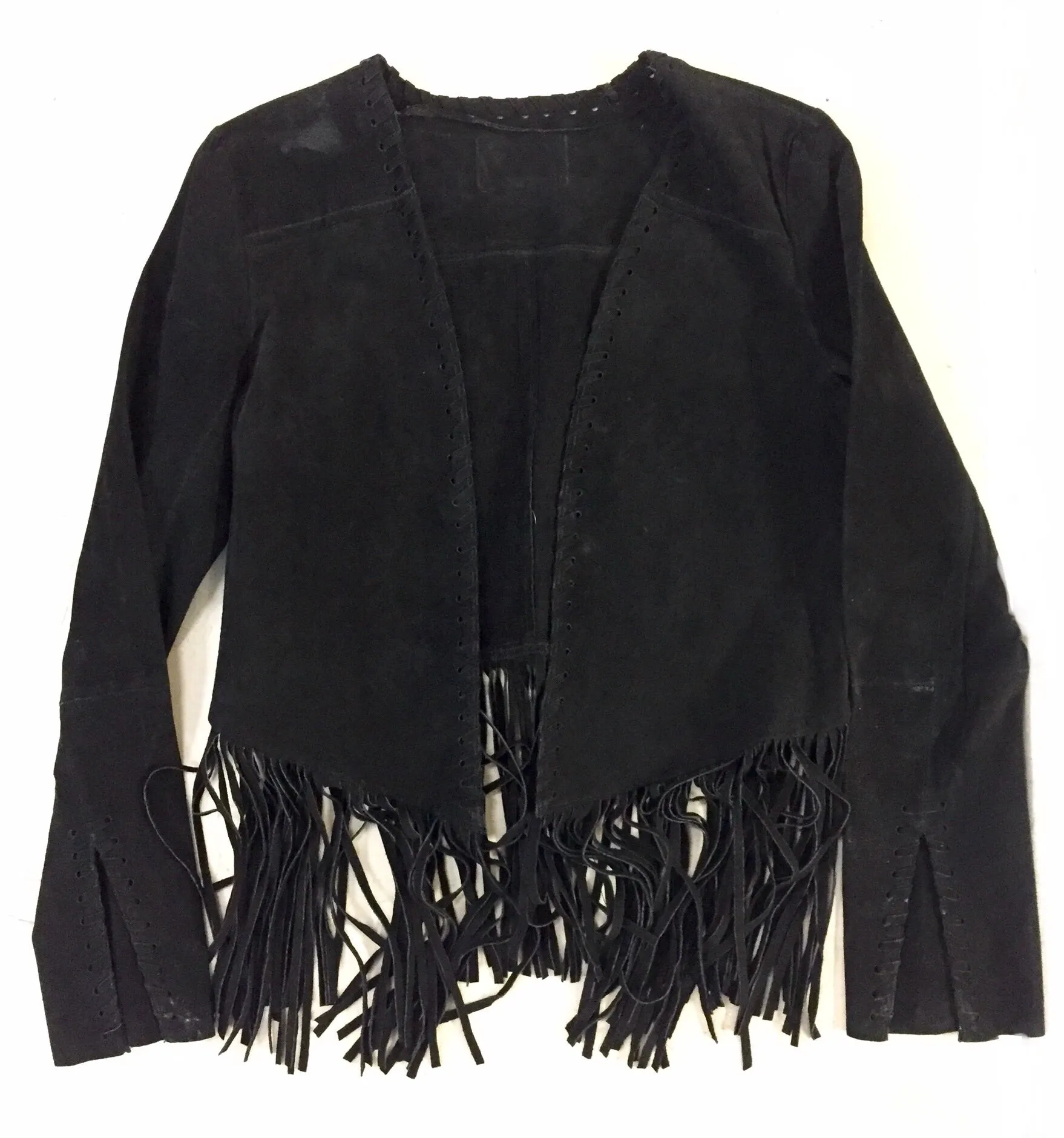 Black Leather Fringe Jacket