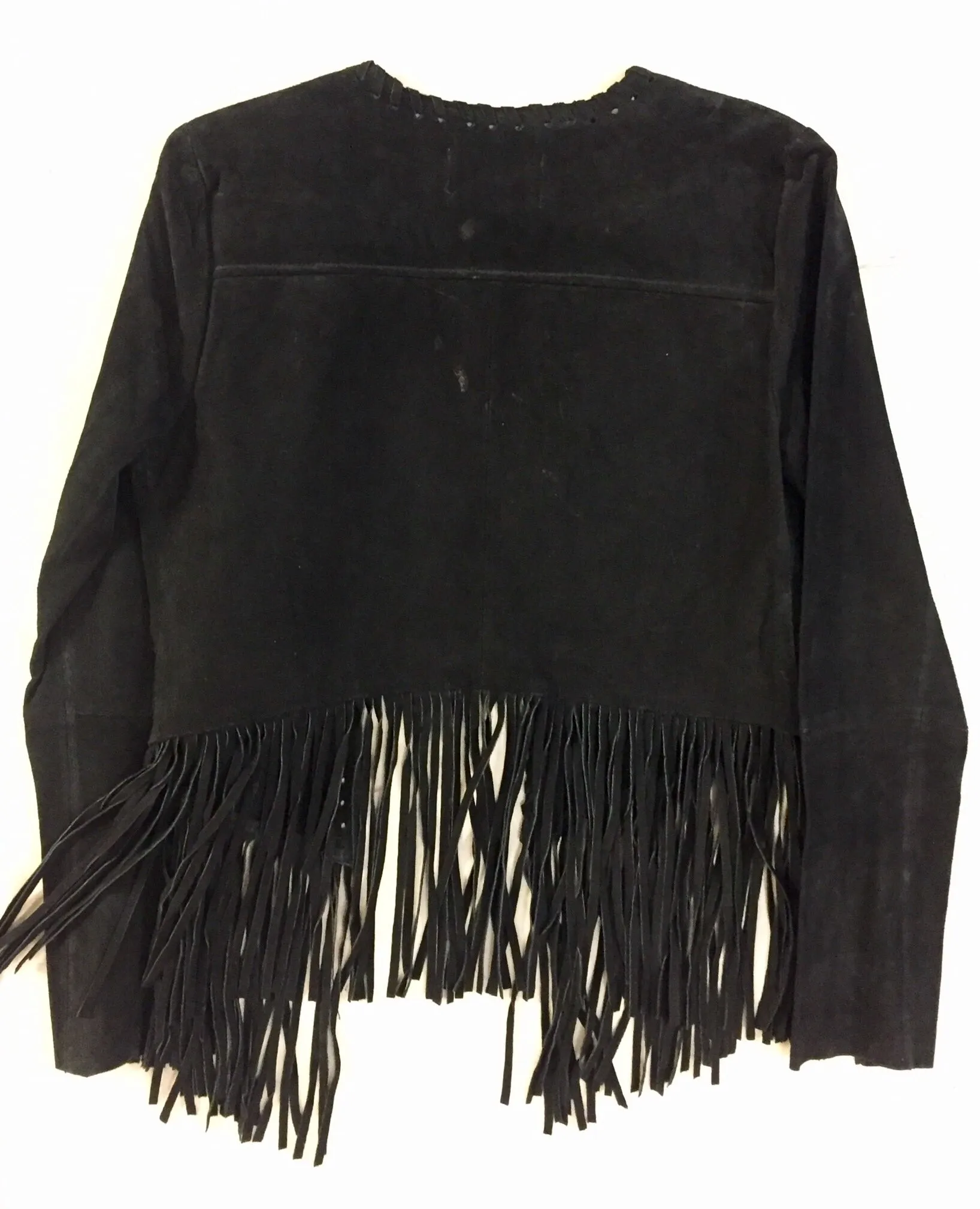 Black Leather Fringe Jacket