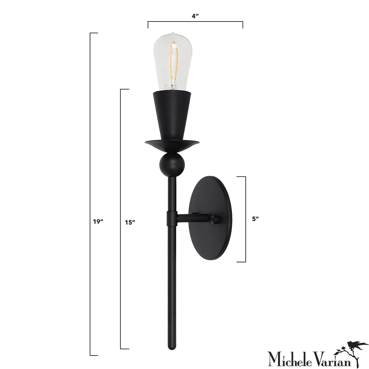 Black Single Polyform Wall Sconce Light