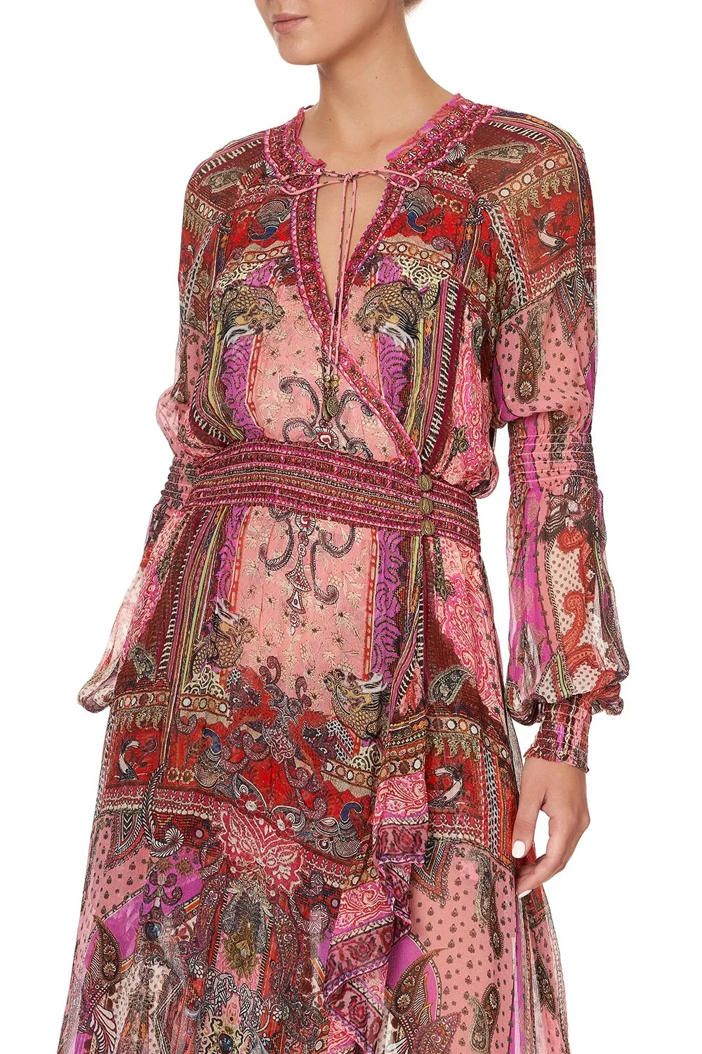 BLOUSON SLEEVE WRAP DRESS LOTUS LOVERS