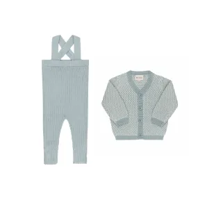 Blue Bubble Knit Collection Overall Set