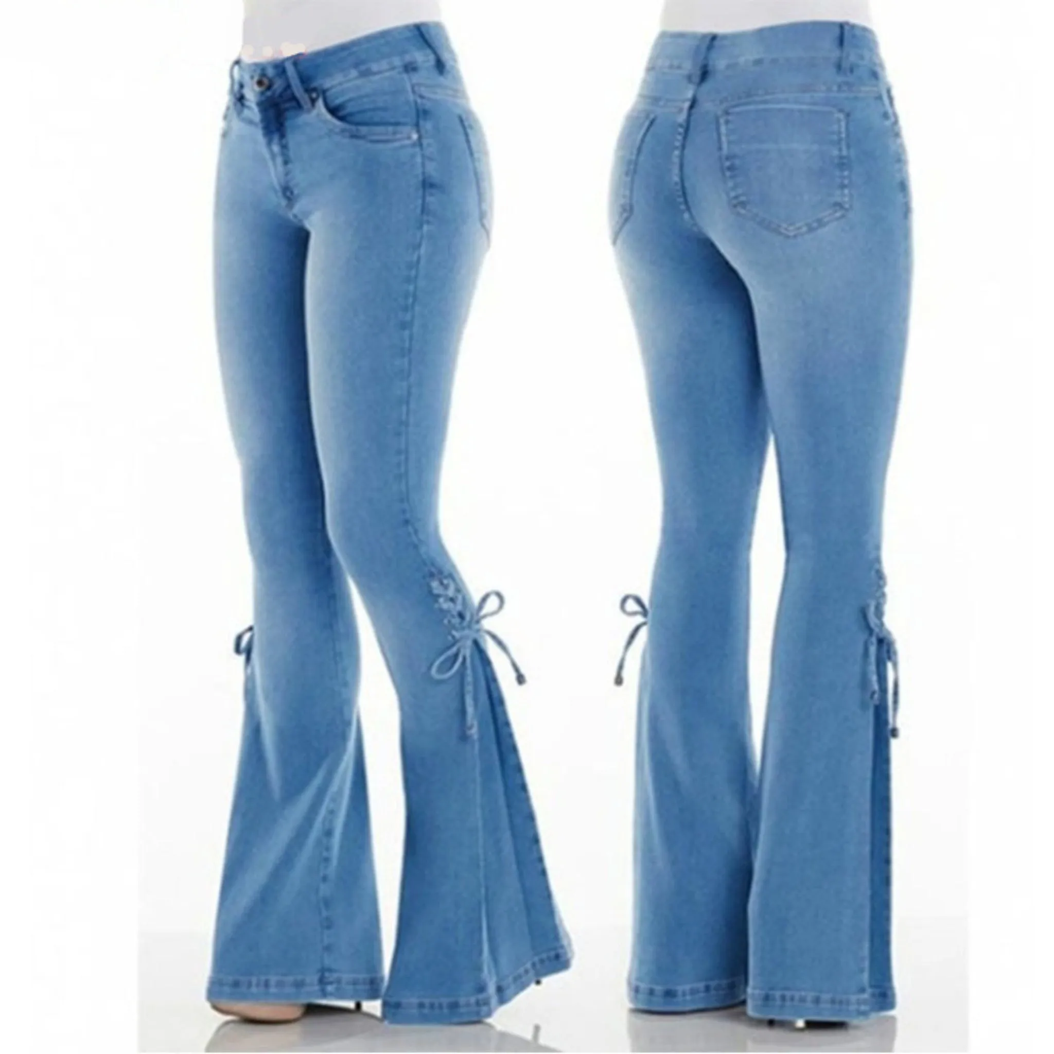 Bow-Tie Bell Bottom Jeans