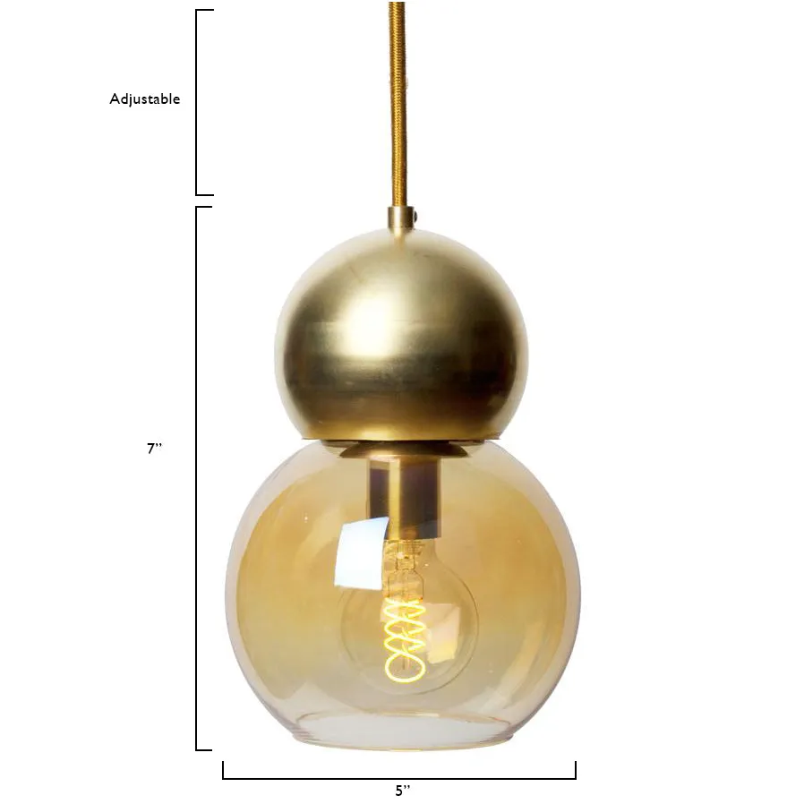 Brass Double Bubble Pendant Light Fixture 5 inch