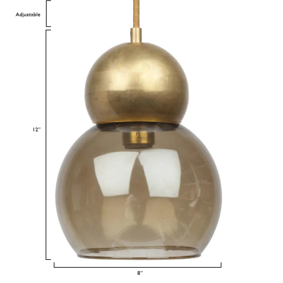 Brass Double Bubble Pendant Light Large 8 inch