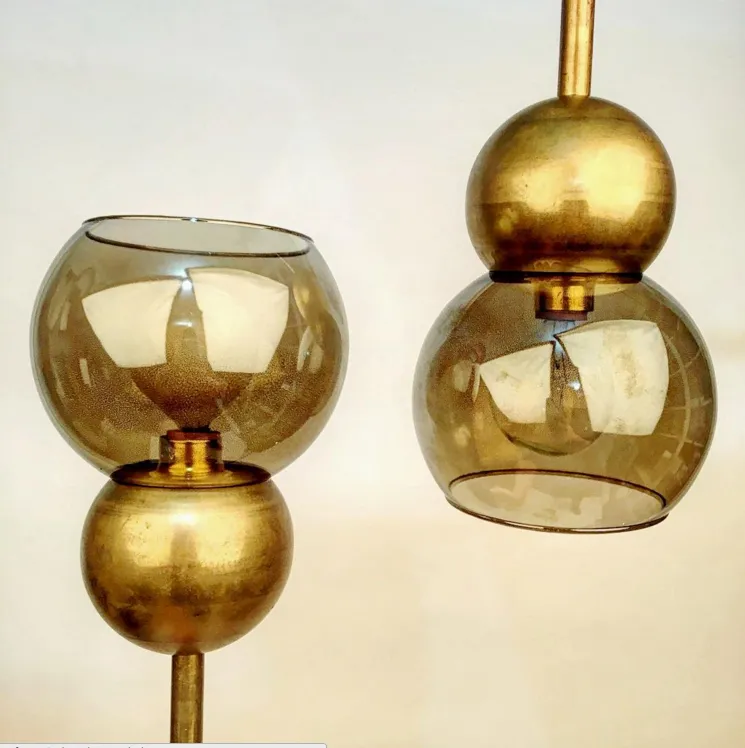 Brass Double Bubble Pendant Light Large 8 inch