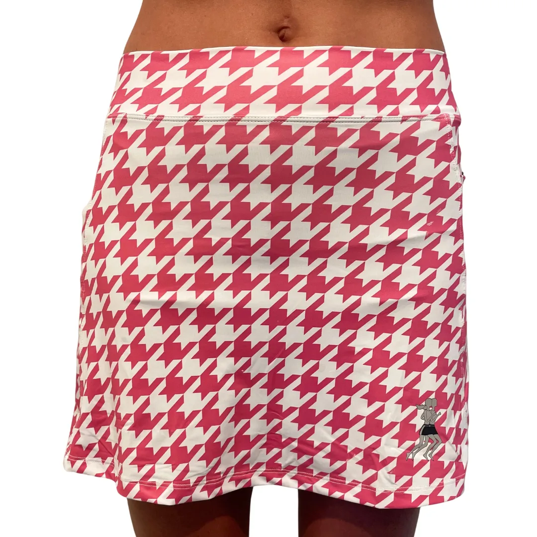 Bubblegum Pink Houndstooth Athletic Skirt