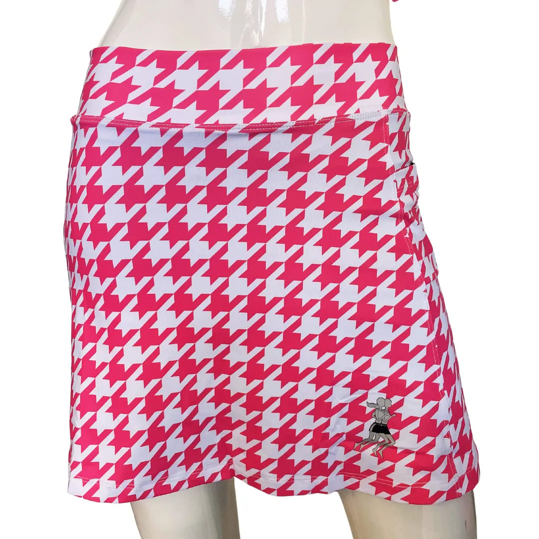 Bubblegum Pink Houndstooth Athletic Skirt