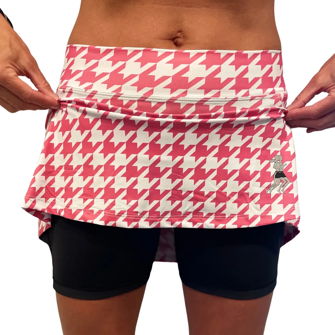 Bubblegum Pink Houndstooth Athletic Skirt