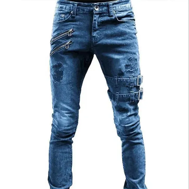 Buckle Zippers Streetwear Skinny Jeans