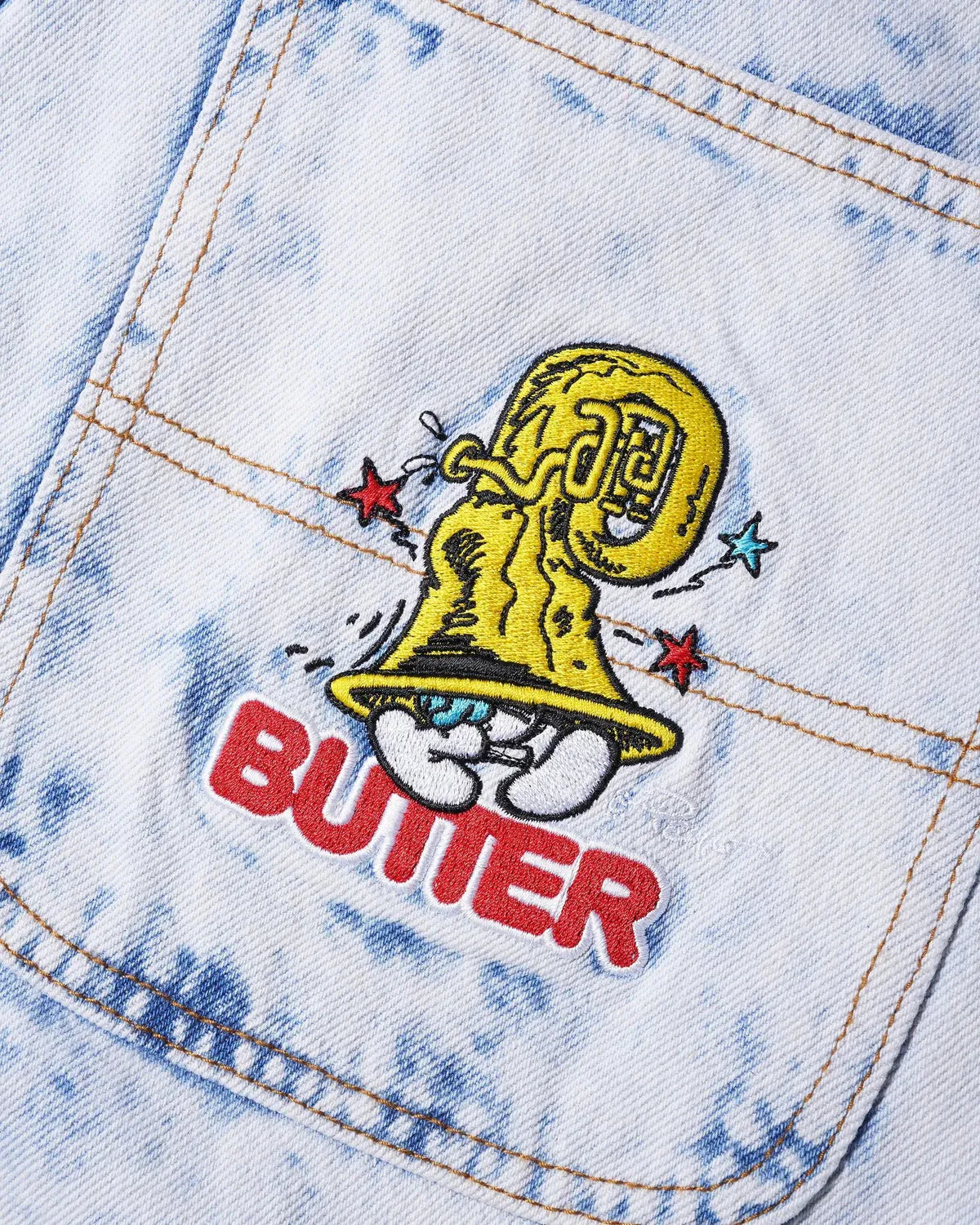 Butter Goods x The Smurfs Harmony Denim Pants - Bleach Dye Indigo