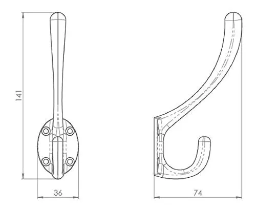 Carlisle Brass Heavy Architectural Quality Hat & Coat Hook   Screws