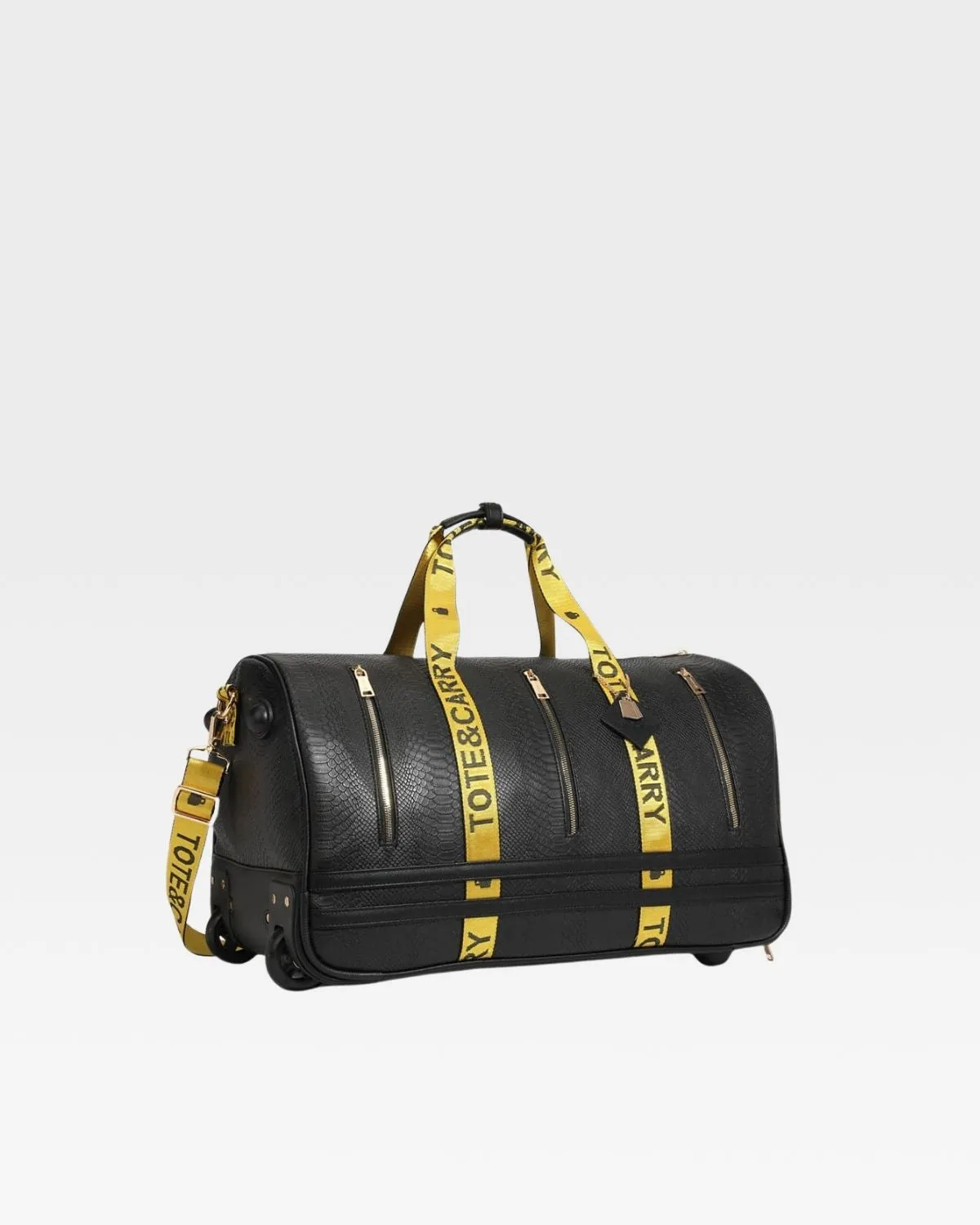 Caution Tape Backpack & Roller Duffle Set in Black and Yellow