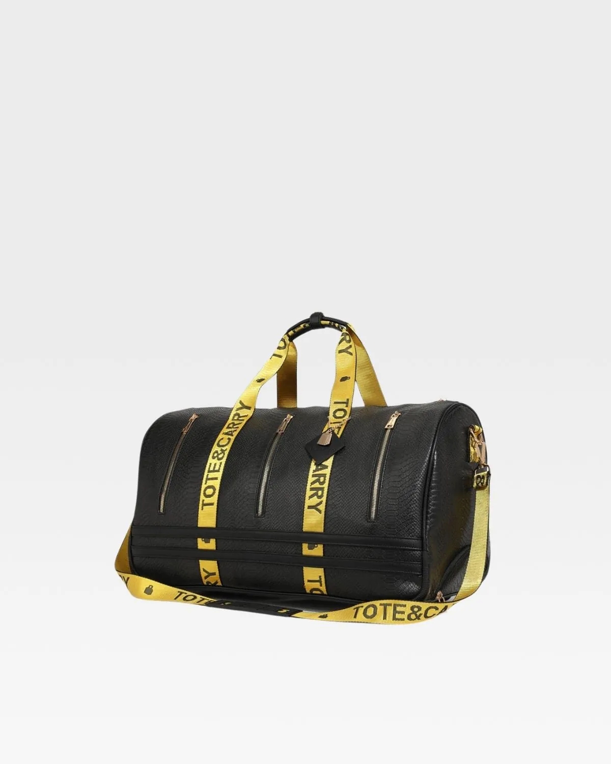 Caution Tape Backpack & Roller Duffle Set in Black and Yellow