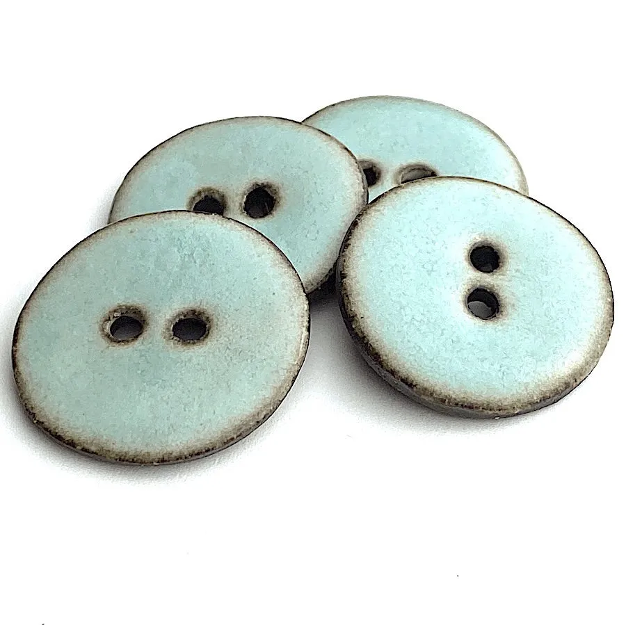 Celadon/Brown Ceramic 1" Buttons Round 2-Hole #RN-CLR