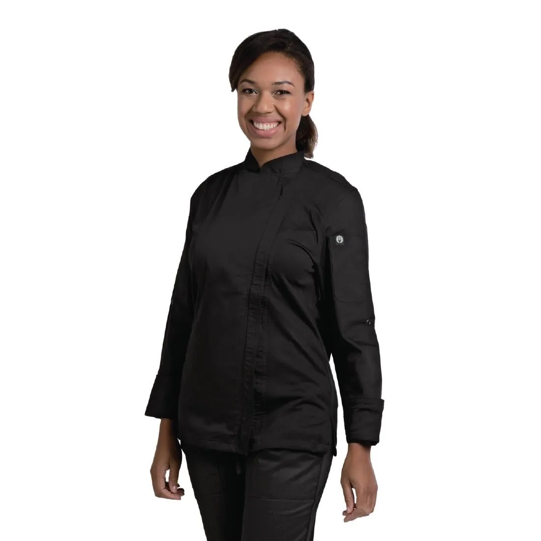 Chef Works Hartford Lightweight Zip Womens Chef Jacket Black M