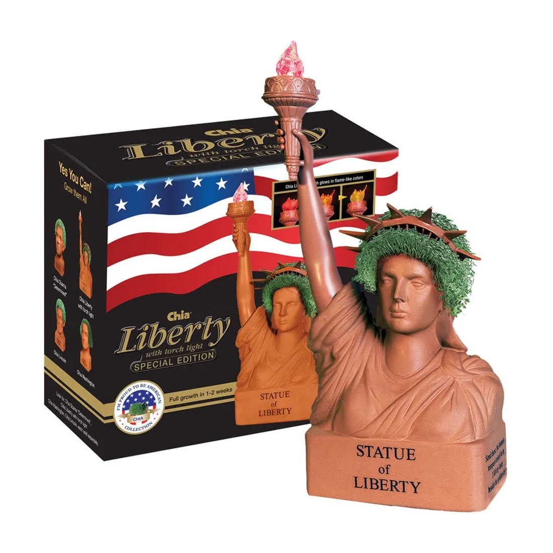 Chia Pet Planter - Statue of Liberty with  Torch Light- Special Edition