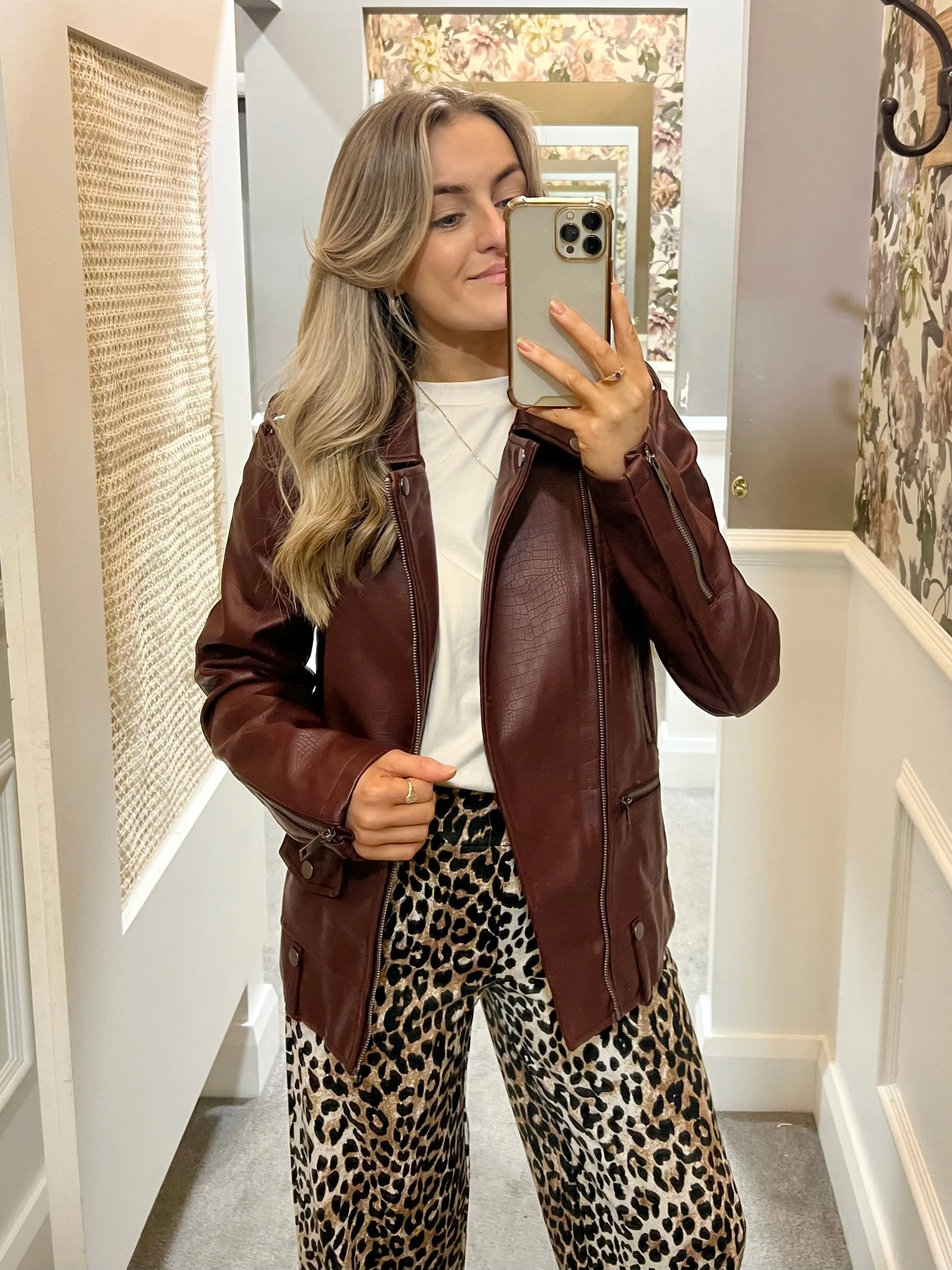 Croc Biker Jacket - Burgundy