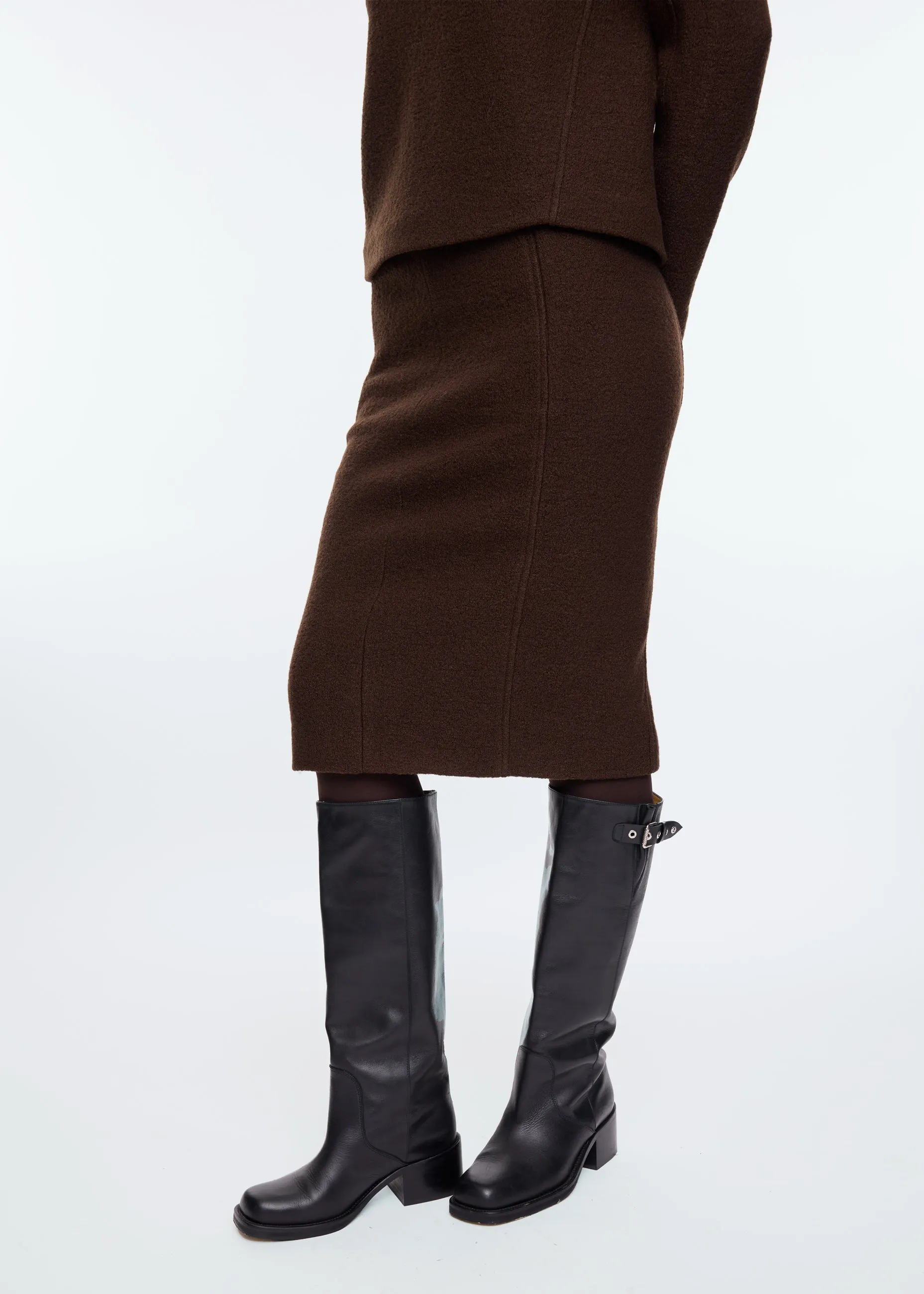 Curl wool pencil skirt