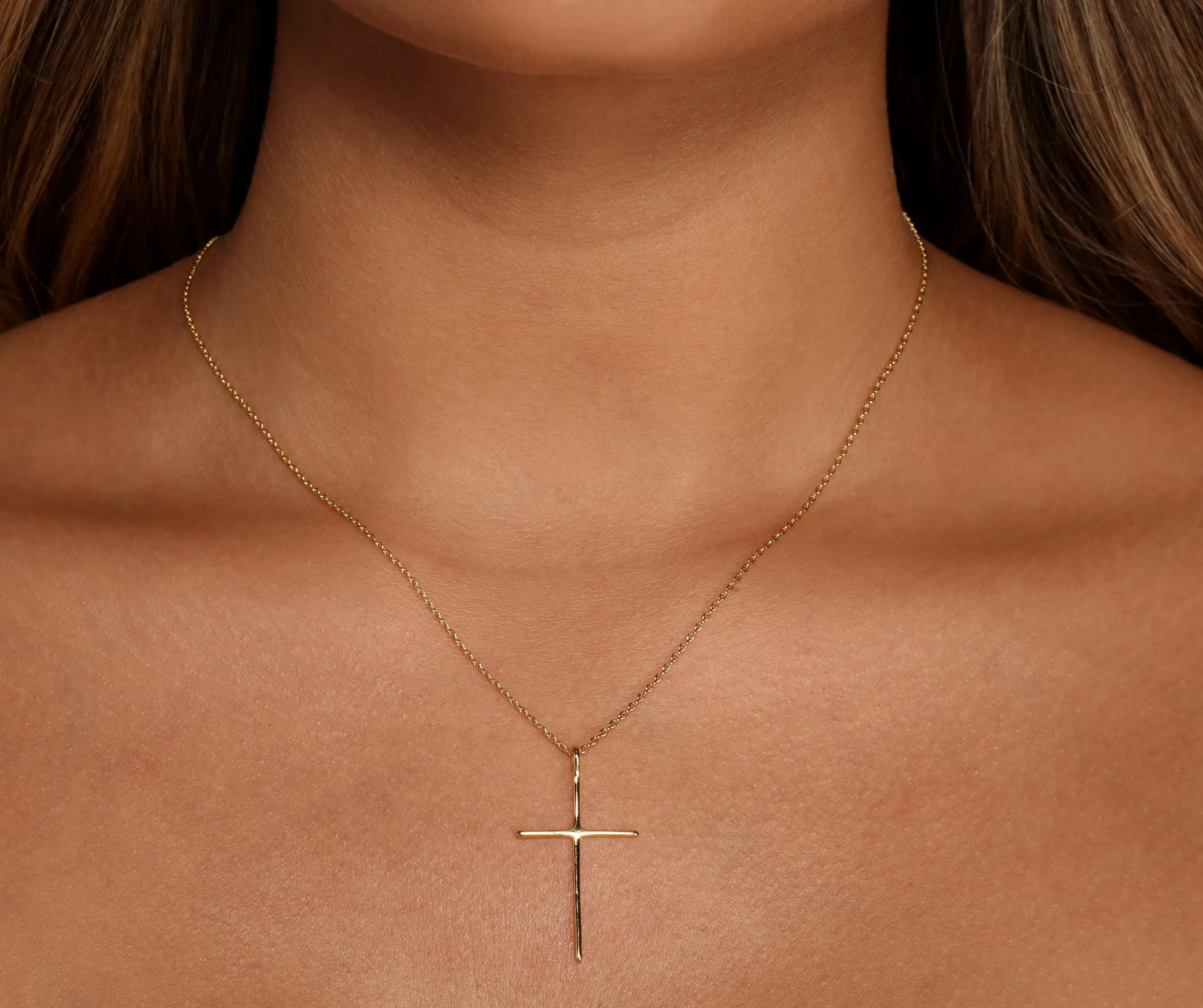 Dainty Cross Charm Necklace