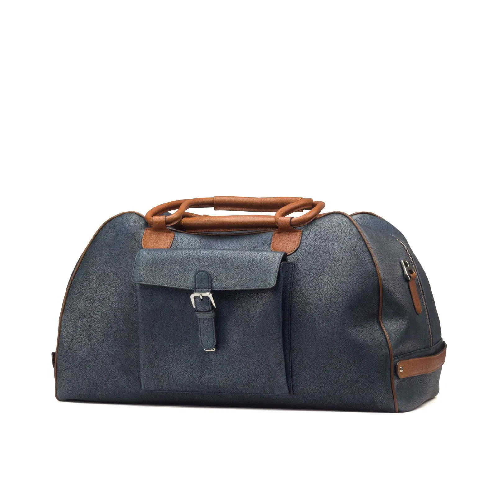 DapperFam Luxe Men's Travel Duffle in Cognac Painted Full Grain