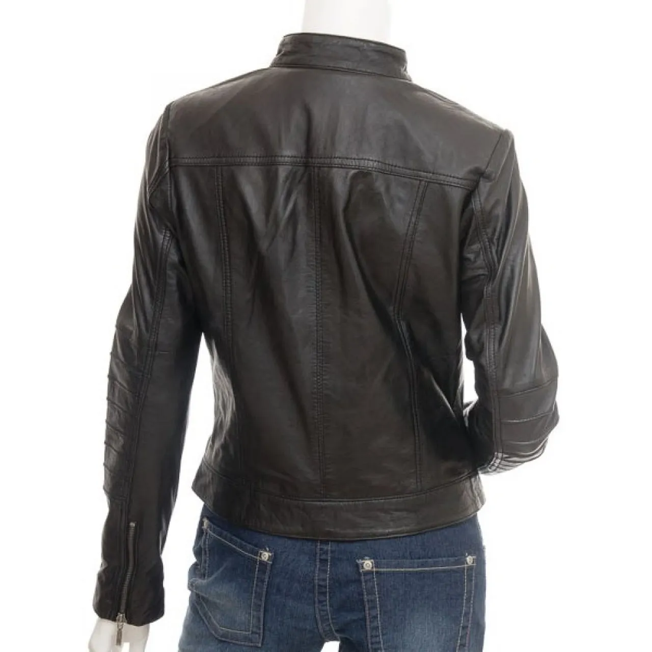 Dark Brown Stylish Leather Jacket for Women