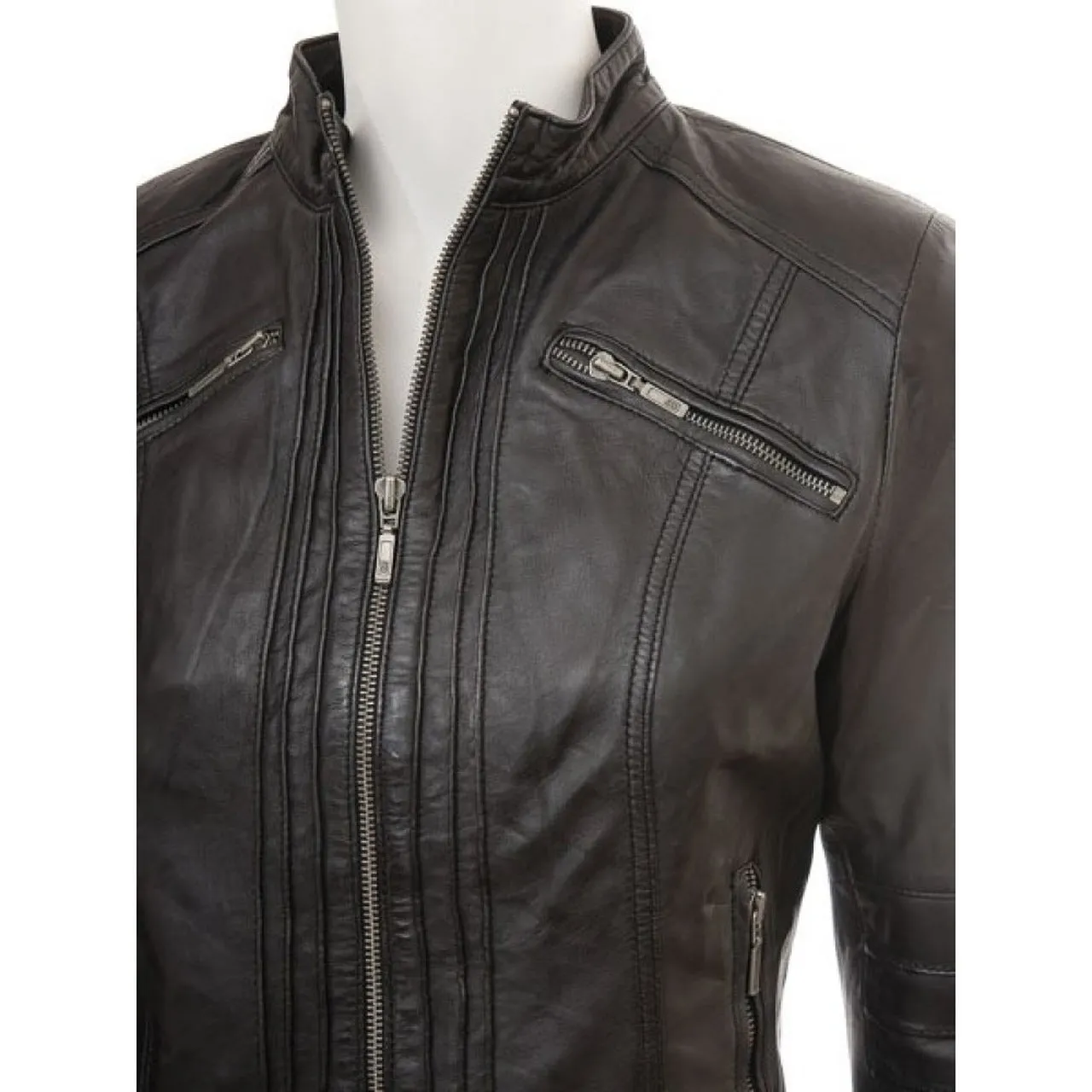 Dark Brown Stylish Leather Jacket for Women