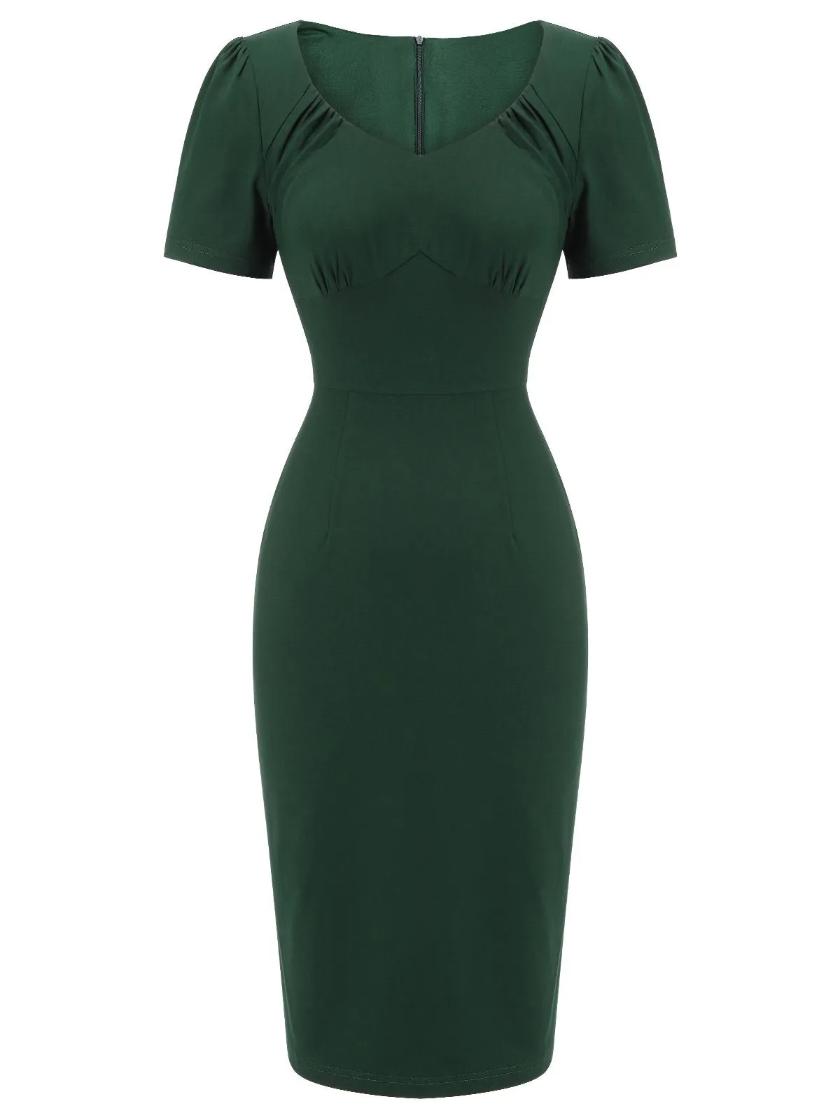 Dark Green 1940s Solid Wrap Dress