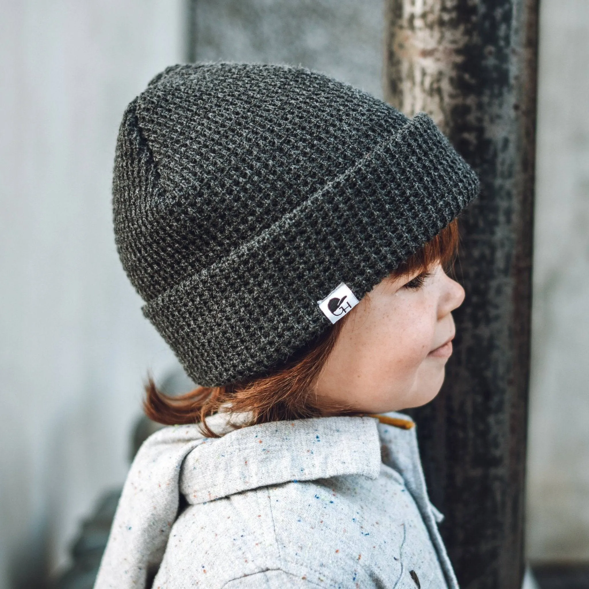 Dark Grey Waffle Beanie