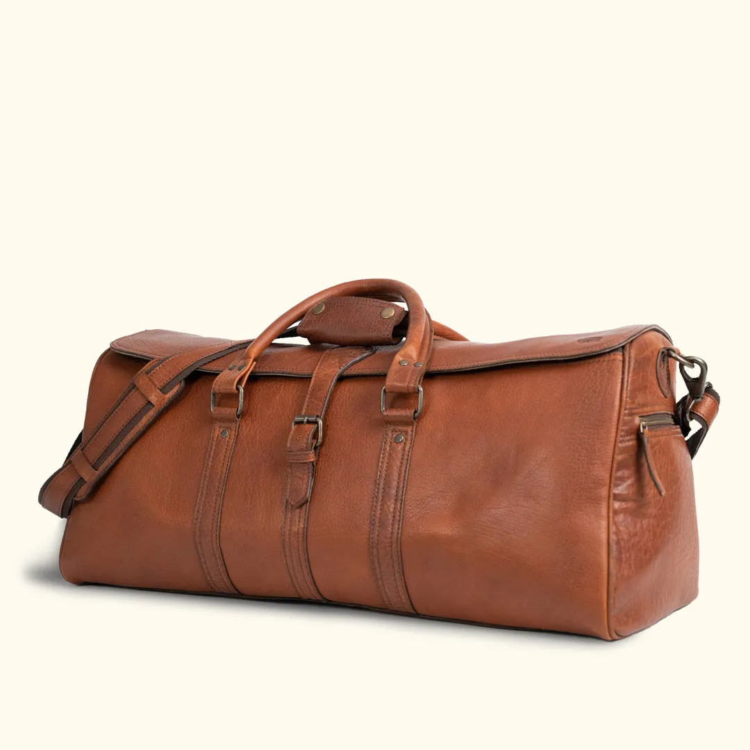 Dazzlo Vegetable-Tanned Full-Grain Leather Duffel Bag - Amber Brown - 25"