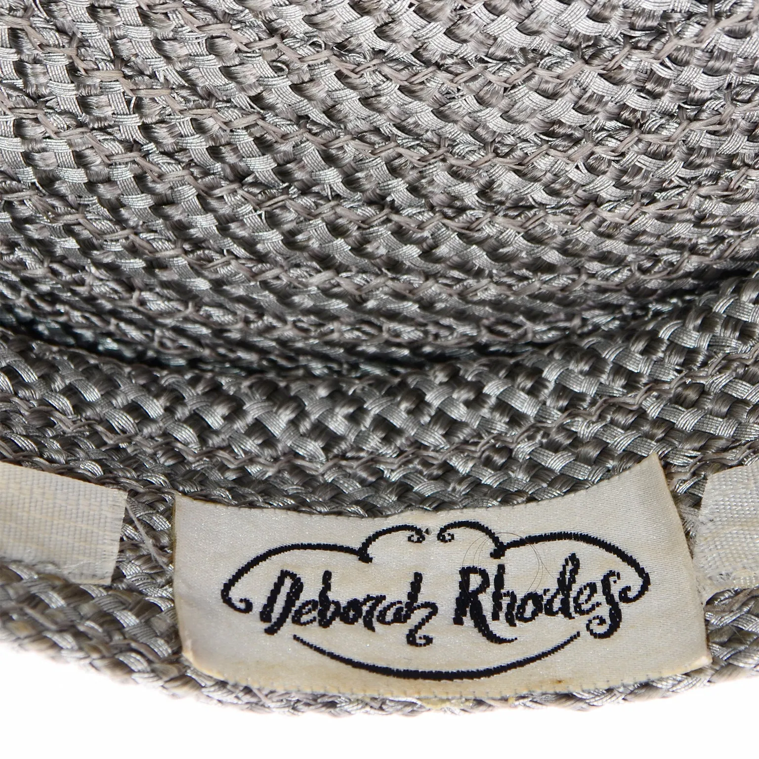 Debbie Rhodes Vintage Grey Woven Beret Style Hat With Flower