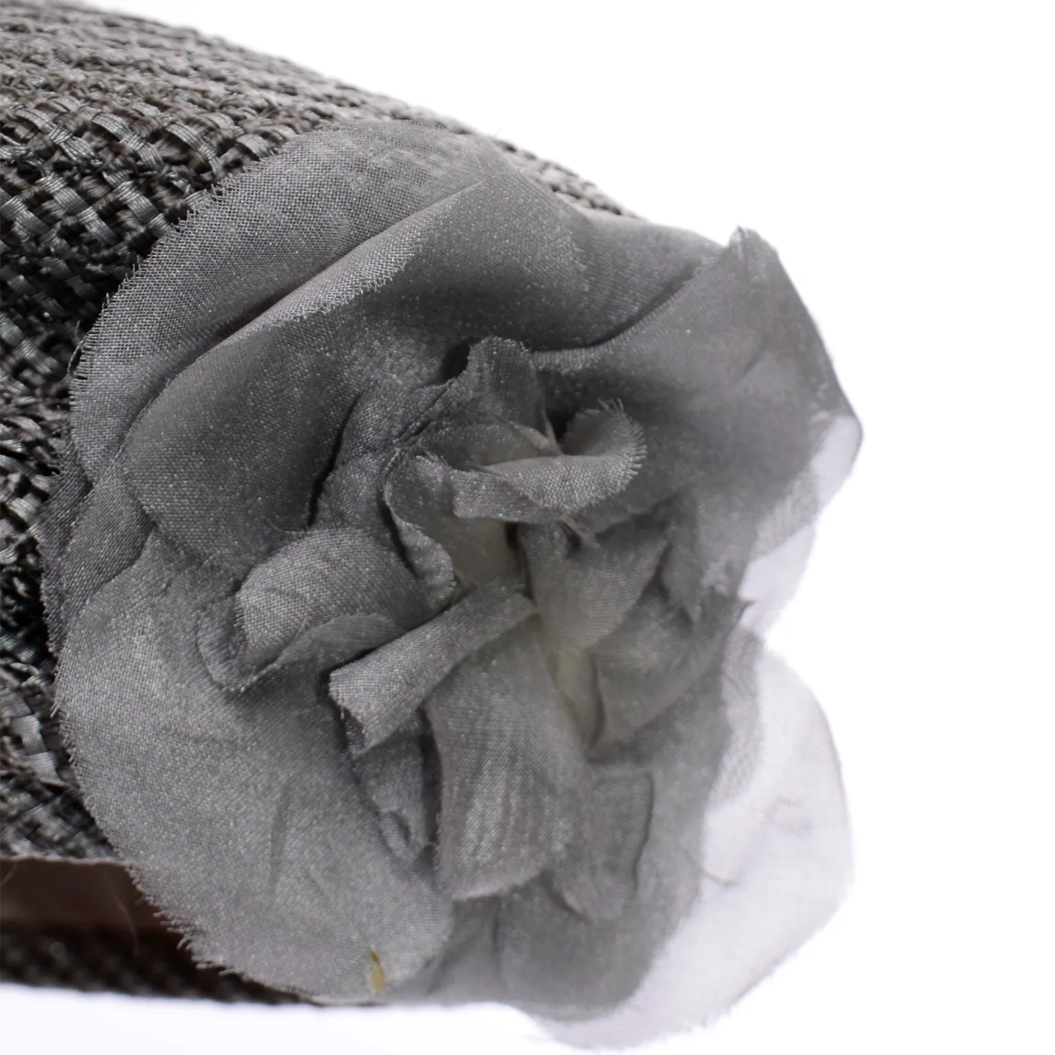 Debbie Rhodes Vintage Grey Woven Beret Style Hat With Flower