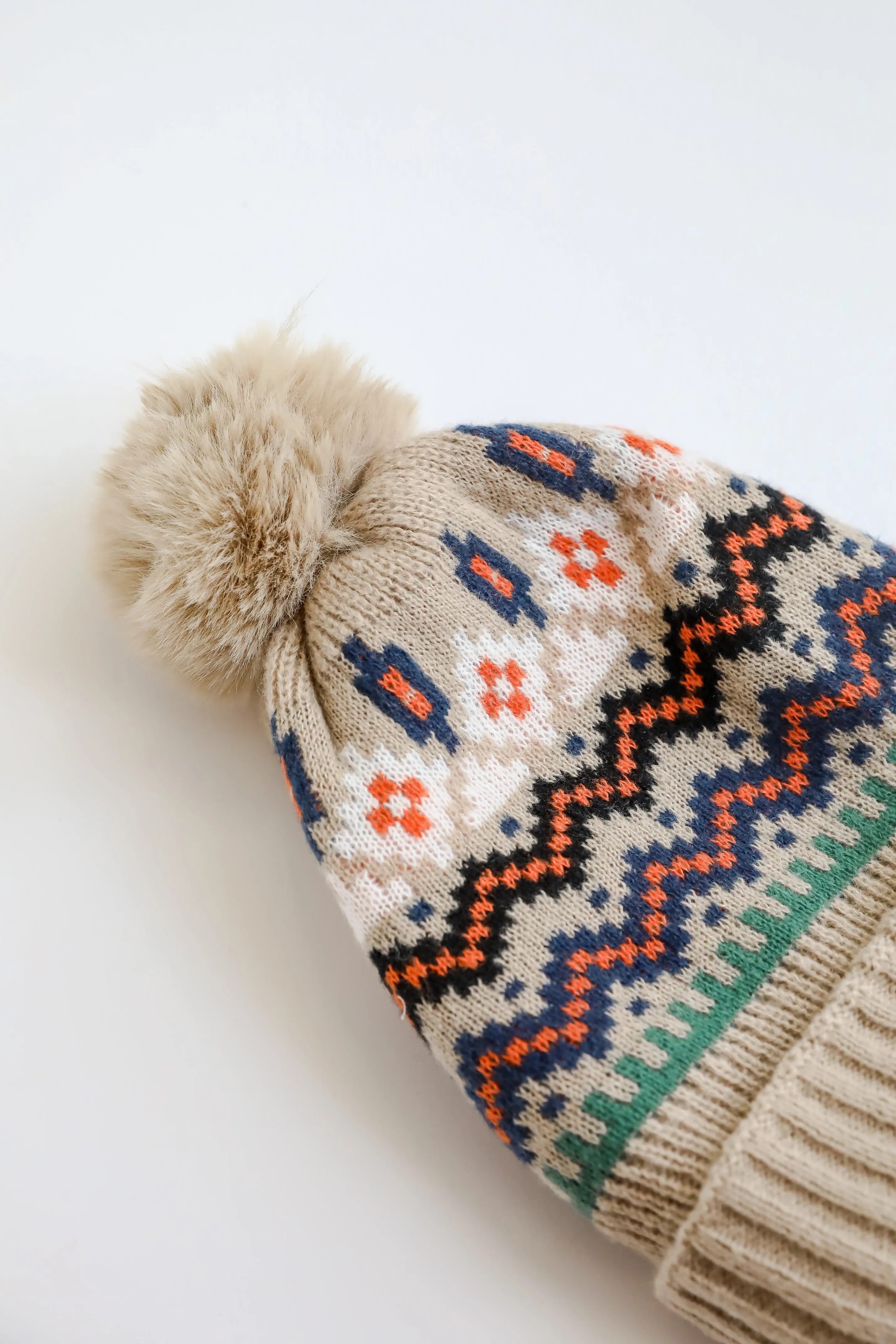 Deluxe Coziness Beige Pom Pom Beanie - DOORBUSTER