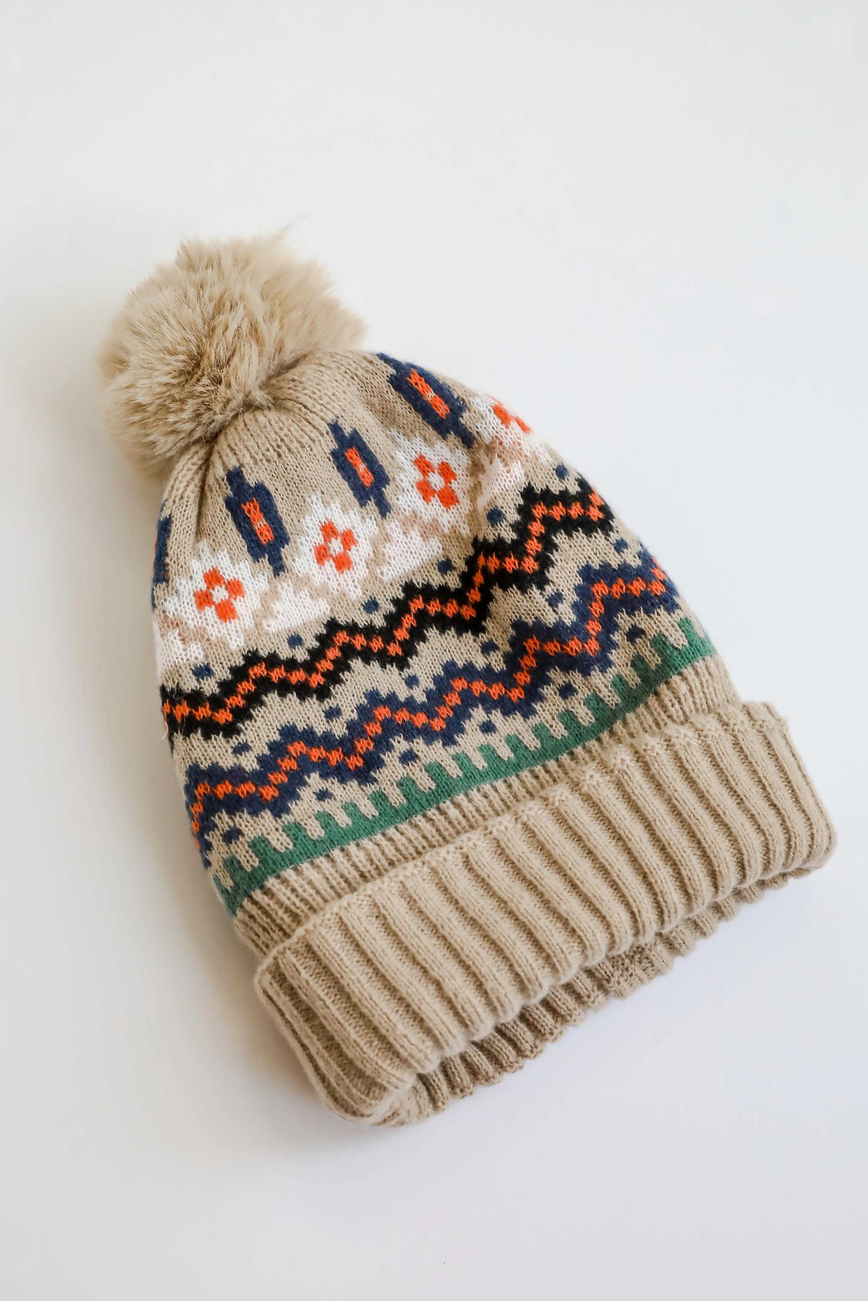 Deluxe Coziness Beige Pom Pom Beanie - DOORBUSTER