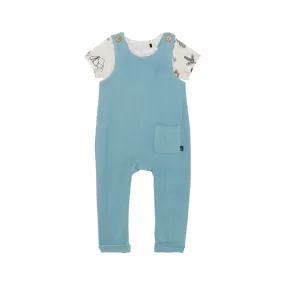 Deux Par Deux Turquoise Safari Camping Overall Set