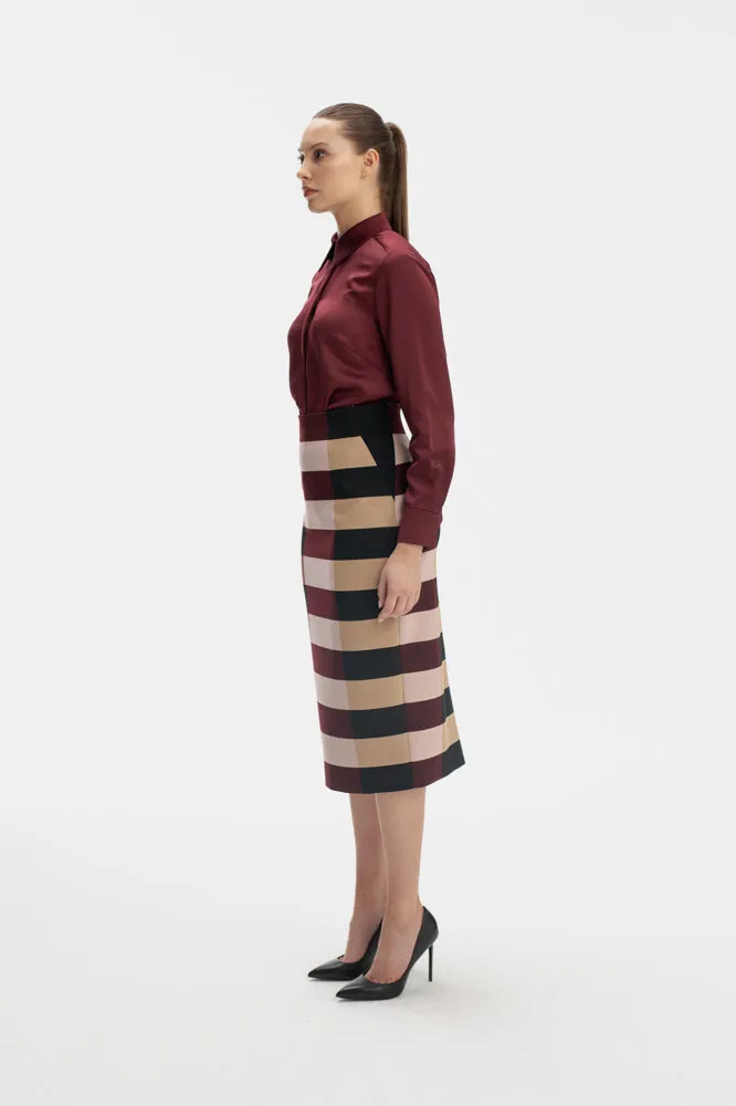 ELBAZ STRIPE MIDI LENGTH PENCIL SKIRT