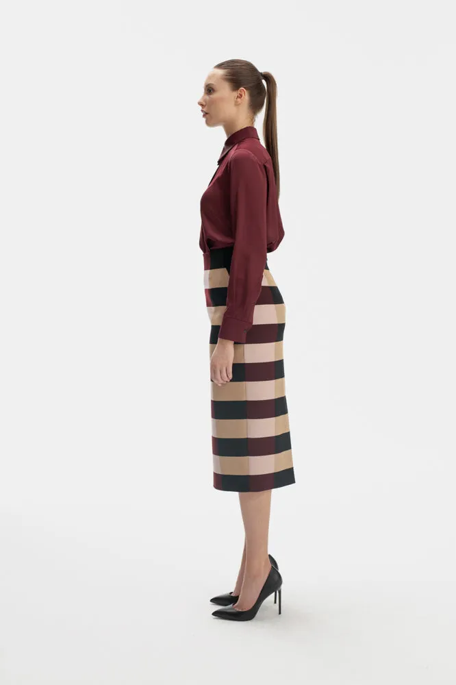 ELBAZ STRIPE MIDI LENGTH PENCIL SKIRT